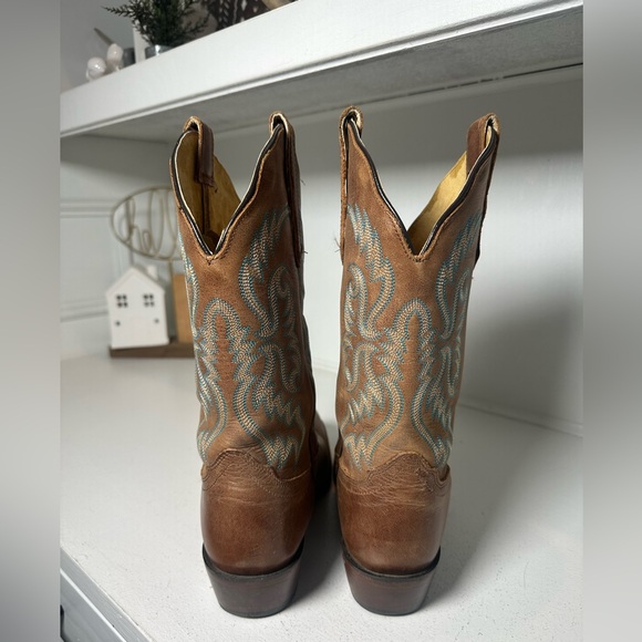 Nocona Women’s 9.5B Brown Western Cowboy Boots Vintage Leather Classic Stitching - Picture 5 of 8